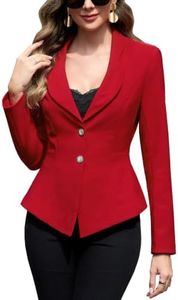 M.infisavo Women’s Cropped Blazer Peplum Business Suit Shawl Lapel Jacket