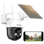 AOSU Solar Security Camera Wireless Outdoor with Panoramic PTZ, Human Auto Tracking, 2K Night Vision, Light and Sound Alarm, 2-Way Audio, Compatible with Alexa/Google Assistant