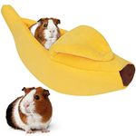 GNEORA Guinea Pig Bed Cave Guinea Pig Hideout Hides Rat Hamster Bed House Small Animal Houses & Habitats Warm Hideout Cozy Banana Bed for Hedgehog Rat Chinchilla Guinea Pigs Ferret Snake Yellow…