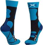 X-Socks Kids' Ski 4.0 Socks, Anthracite Melange/Electric Blue, 27/30 (M)