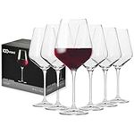 Krosno Large Red Wine Glasses Set of 6 | 490 ML | Avant-Garde Collection | Big Crystal Wine Glasses, Wine Tasting Set, White Wine Glasses | Flat Bottom Wine Glasses | Dishwasher Safe Wine Glass