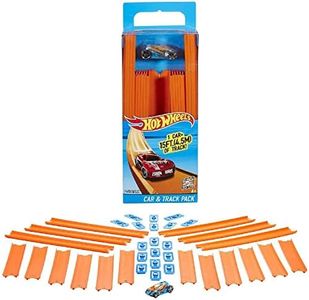 Hot Wheels Toy Car Straight Track Set with 37 Component Building Parts & 1:64 Scale Vehicle (Amazon Exclusive), BHT77