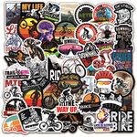 50Pcs Bikes Vinyl Sticker Pack- Bicycle Accessories for Road Bike,Mountain Bike, BMX Street Bike, Bicycle helmet, Water Bottles, Use as Bike Stickers Decor Gift for Kids, Adult Bikers