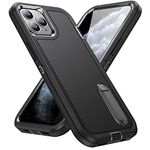 IDweel for iPhone 11 Pro Max Case with Build-in Kickstand,Heavy Duty Protection Shockproof Anti-Scratch Slim Fit Protective Sturdy Case Hard Cover for iPhone 11 Pro Max 6.5 Inch,Black