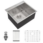 25 Laundry Sink Drop In - Donsdey 25"x22" Laundry Sink 16 Gauge Stainless Steel Drop In Topmount 12 Inch Deep Single Bowl Right Angle Above Counter Utility Laundry Room Sink Basin