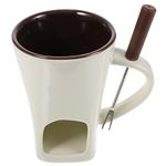 UPKOCH Milk Chocolate Milk Chocolate Personal Fondue Mug Set Mini Fondue Pot Chocolate Fondue Mug Porcelain Melting Pot with Fork Tea Light for Cheese Tapas Milk Warmer Fondue Set