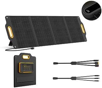 Powerness 200 Watt 18V Portable Solar Panel Solar Charger with LCD Digital Window, Foldable Solar Panel with USB-C Cable&USB-A Output for Portable Power Station Solar Generator, RV, Camping, Outdoors