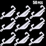 50pcs Curtain Hooks Plastic White, JUYOO Curtain Rail Glider, Curtain Track Glider, Curtains Hooks for Window Curtain, Door Curtain and Shower Curtain