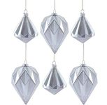 Lenox Silver Christmas Tree Diamond shaped 6-piece Glass Ornament Set NIB