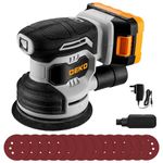 Cordless Random Orbital Sander: DEKOPRO 20V 6000-13000RPM, 125mm Random Orbital Sander with 15Pcs Sandpapers & Dust Extraction for Sanding, Polishing Wood, DIY, Home Improvements