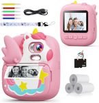 Kids Camera Instant Print, 12MP & 1080P Instant Camera for Kids with 32G Card & Print Paper, Selfie Digital Video Camera for Toddler,Christmas Birthday Gifts for Girls Boy Age 3-12 (Pink)