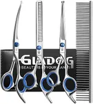 GLADOG Professional Dog Grooming Scissors Set, 5 in 1 Pet Grooming Scissors for Dogs with Safety Round Tips, Sharp and Durable, Upgraded Pet Grooming Shears for Dogs and Cats