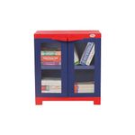 Supreme Furniture Fusion 01 FG Cabinet with Multipurpose with See-Thru Glass Panels Cupboard, Living Room and Kids(Small Size Red/Blue, (DIY)