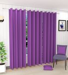 Decorvilla Blackout Faux Silk Superior 4 Piece Plain Solid Long Grommet Curtains Window Curtains, 6 Feet, Purple