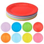 RosewineC 40 Packs 7" Colorful Party Paper Plates,Classic Assorted Color Round All Occasion Paper Dinner Plates Birthday Party Supplies