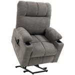 HOMCOM Power Lift Chair Recliner for Elderly, Velvet-touch Fabric Electric Riser and Recliner Chair for Living Room with Remote Control, Side Pockets, Cup Holders, Grey