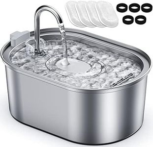 Petace Stainless Steel Cat Water Fountain, Pet Drinking Fountain with Quiet Pump, 3.2L Water Fountain Cat Bowl for Small Cats and Dogs, 4 Replacement Filters Included