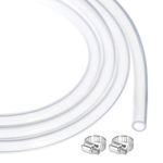 MECCANIXITY 6.6ft Clear Silicone Rubber Tubing 1/4" ID 3/8" OD Plastic Tube Flexible Air Hose for Brewing, Wine Making, Pump Siphon, 6.4mm x 9.5mm, with 2pcs Clamps