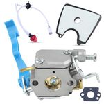 Carburetor Tune Up Kit for Husqvarna 125B 125BX 125BVX Leaf Blower, ADEFOL Carburetor + Gaskets + Fuel Line + Fuel Filter + Primer Bulb + Air Filter + Grommet Premium 8-in-1 Set