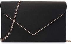 BBjinronjy Evening Bags Clutch Purse for Women Handbags for Wedding Party Cocktail Prom Crossbody Shoulder Bag Faux Suede with Detachable Chain (Black-1)