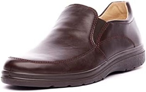Zapatos de hombre hechos de cuero genuino. Zapatos de traje para hombre con gran comodidad. Zapatos cómodos para hombre para traje y para el día a día., marrón, 44 EU