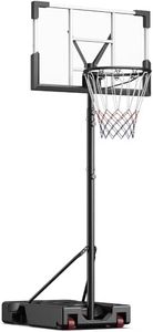 aaeaa Basketball Hoop Outdoor, 5.7-10ft Adjustable Height, Portable Basketball Hoops Goal Court System w/ 45in Shatterproof Backboard for Kids Youth Adults