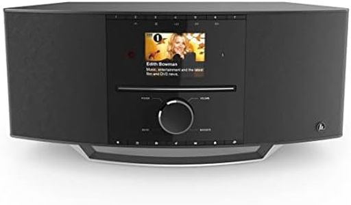 Hama Radio Internet DAB con lettore CD e DAB+ DIR3510SCBTX (radio digitale WLAN, Spotify, Amazon Music, Bluetooth, radio da cucina FM, CD, USB, AUX, 40 W, sveglia, telecomando) nera, 37 x 22 x 17,5 cm