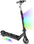 Electric Scooter for Kids Aged 6-12 Years, 80W Motor, 8km Range, 50kg Capacity, Foldable with LED Display & Rainbow Lights, Adjustable Speed and Height, Gift for Kids and Children (Black)