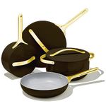 Caraway Nonstick Ceramic Cookware Set (12 Piece) Pots, Pans, Lids and Kitchen Storage - Non Toxic - Oven Safe & Compatible with All Stovetops - Black