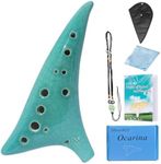 DHwebWLP 12 Hole Ocarina Instrument,Alto C Ceramic Ocarina With Song Book for Beginner(Dragon Tooth)