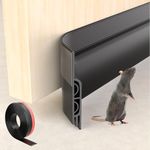 ESUFEIR 39" Draft Excluder for Doors,Self Adhesive Door Draught Excluder for Bottom of Door,Silicone Door Draft Stopper Excluder Strip for Door Soundproofing and Insulatuion,Black 39" L x2" W