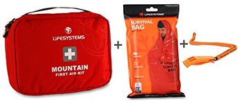 Lifesystems Mountain First Aid Kit With Safety Whistle And Survival Bag Bundle