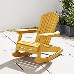 Trueshopping Kids Wooden Rocking Chair | Adirondack Children's Seat Natural Wood Finish | Mini Bowland for Indoor or Outdoor Patio Garden Furniture