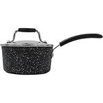 Scoville NEVERSTICK 18cm/1.5L Saucepan with Tempered Glass Lid & Steam Vent, Non-Stick, Medium Saucepan, Toughened Aluminium, Cooking Pan, PFOA Free, Black