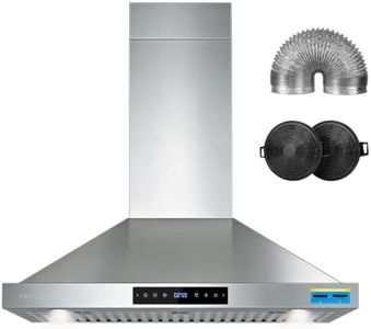 VENFAN 36 Inch Wall Mount Range Hood 1200 CFM, Stainless Steel Kitchen Vent Hood with 8 Fan Speeds, Gesture & Touch Control, Auto Shut-Off Timer, Convertible Ducted & Ductless, Charcoal Filter Include