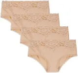 LIQQY Women's 4 Pack Super Soft Breathable Lace Trim Hipster Brief Panty Underwear
