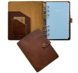 2025 Leather Planner Weekly & Monthly - A6 Genuine Leather Binder Planner for Men and Women, Inner Pockets and Pen Holder, Personal Size