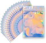 100 Pieces Resealable Smell Proof Bags - 4 x 6 Inches Foil Pouch Bags， Flat Clear Ziplock Food Storage Bags Plastic Packaging Foil Mylar Bags for Party Favor Food Storage (Holographic Rainbow Color)