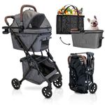 Strolee Pet Stroller & Personal Folding Shopping Cart On Premium Wheels – Lightweight Aluminum Frame – Removable Bassinet, Shopping Bag & Lower Storage Small to Medium Dogs & Cats (Shadow)