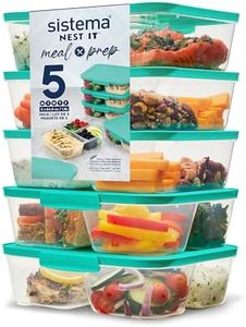Sistema NEST IT contenitori per preparazione dei pasti | 1,9 L | Contenitori ermetici per la conservazione di alimenti, con scomparti e coperchi | Senza BPA | Verde | 5 pezzi