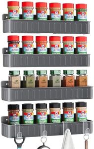 Nieifi Spice Rack Wall Mount, 4 Pack, Grey, 2 Inch Wide, Screw or Adhesive Installation, Spice Rack Organizer for Small Spice Jars, Suitable for Kitchen Cabinet or Pantry Door