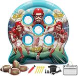 6Ft Inflatable Football Toss Target Game for Kids - Outdoor Backyard Sports Toys & Party Games for Boys Girls 3-18 - Quarterback Training Equipment Net with Electric Pump, 4 footballs & Scoreboard