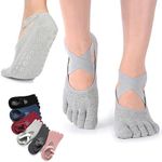 BELLOX Yoga Socks For Women Non-Slip, Pilates Barre Breathable Sports Dance Socks, Cotton Socks Non-Slip Grips & Straps, Pure Barre, Ballet, Dance, Gym Workout, Yoga for Girls Women at Home