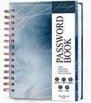 PLANBERRY Password Book Premium – Alphabetized Internet Address Organizer with A-Z Tabs – Website & Computer Password Keeper with Alphabetical Tabs – 6.2x7.7″, Hardcover (Ocean Depths)