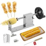 CGOLDENWALL 3 in 1 Manual Tornado Potato Slicer Spiral Potato Cutter Twisted Potato Slicer Spiral Twister Cutter Thicker Stainless Steel Vegetables Cutting Machine