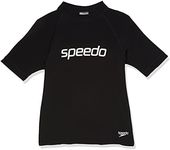 Speedo (True Alliance) Boys Minimal Rash Guard Shirt, Black, 10 US