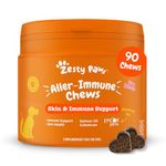 Zesty Paws Aller-Immune Chews for Dogs | Supports Immune Function, Helps Gut, Skin & Coat Health, For Itchy, Dry Skin | Contains Salmon Oil, Prebiotics, Probiotics, Vitamin A | Daily Use | 90 Chews
