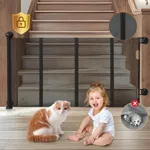 MOMYMUST Retractable Baby Gates No Drill for Stairs Doorways with Auto-Lock, with Reinforced Strip Design to Prevent Crawling Through 33" *55'' Mesh Baby/Dog/Pet/Cat Gate Safety Double Locking Black