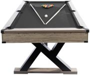 7 FT Billiard Table, Adult Pool Table for Home, Complete Set with 2 Cues, 16 Balls, 2 Chalks, Triangle, Brush, K-Leg Construction, Professional Black Cloth, Rustic Grey Finish (84 x 46 x 32 Inch)