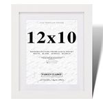 Fabian Clarke London® 12X10 Picture Frame Wooden White with White 10x8 Mount to Hang Portrait or Landscape